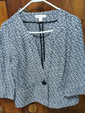 Coldwater Creek Black & White Tweed Blazer Jacket